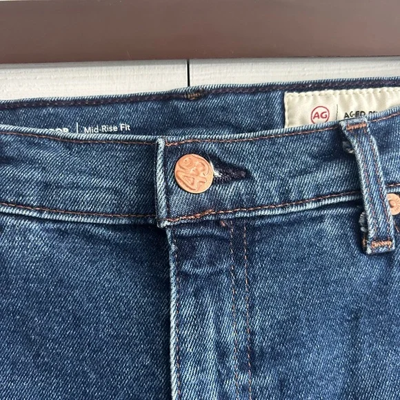 AG Adriano Goldschmied Saige Raw Hem Wide Leg Mid Rise Cotton Denim Jeans. - Picture 4 of 16